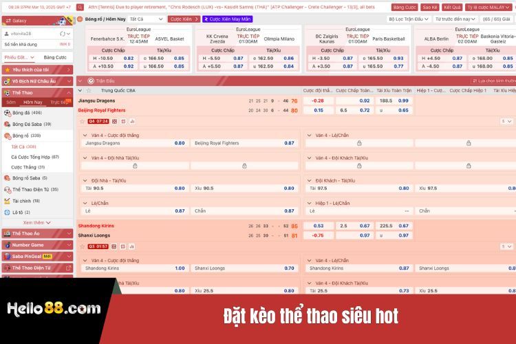 Đặt kèo thể thao siêu hot